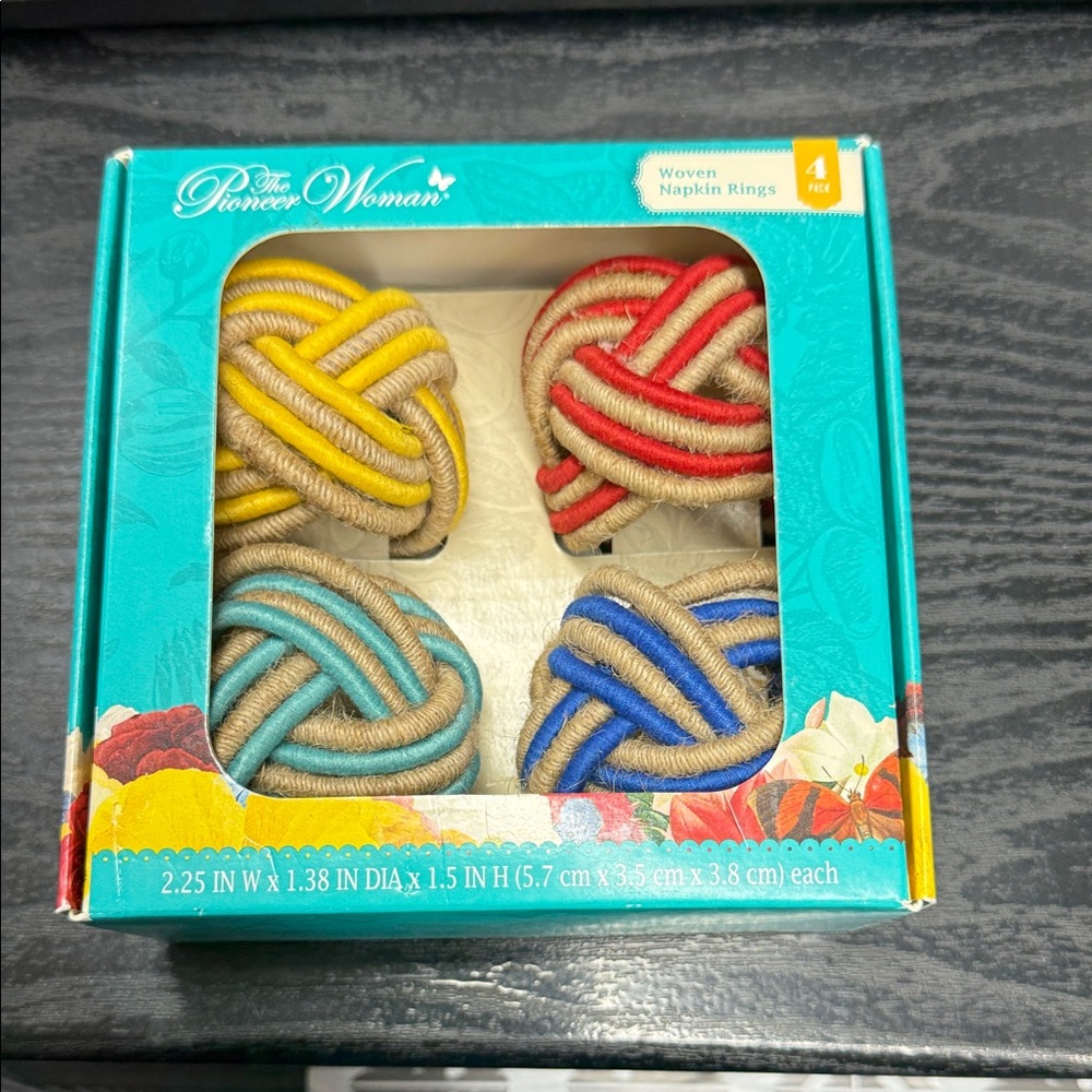 The Pioneer Woman Colorful Woven Napkin Rings Set